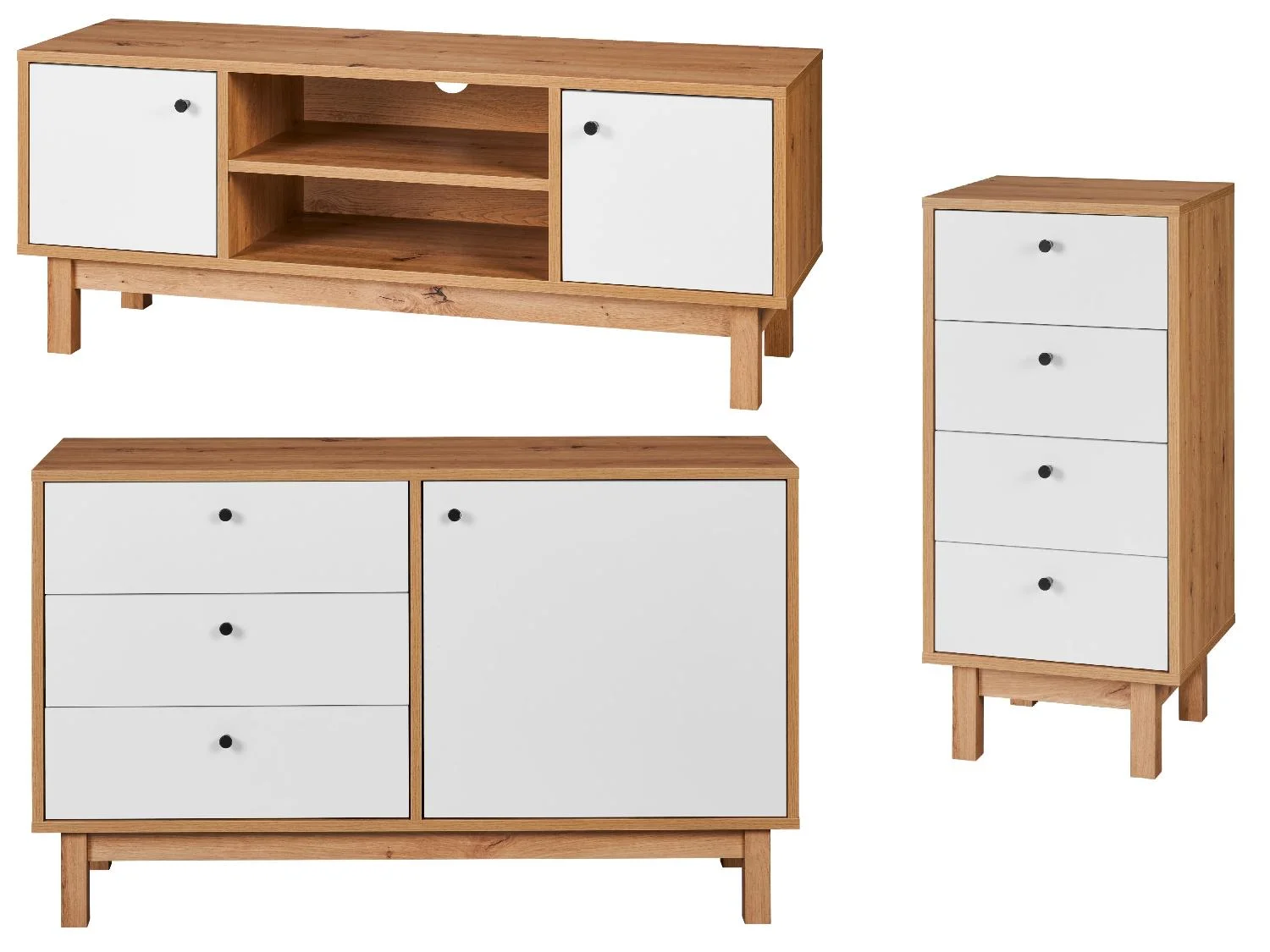 LIVARNO home Set van TV-meubel en 2 ladekasten Copenhagen afbeelding