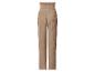 Beige broek met hoge taille en gerimpelde elastische tailleband, achteraanzicht.