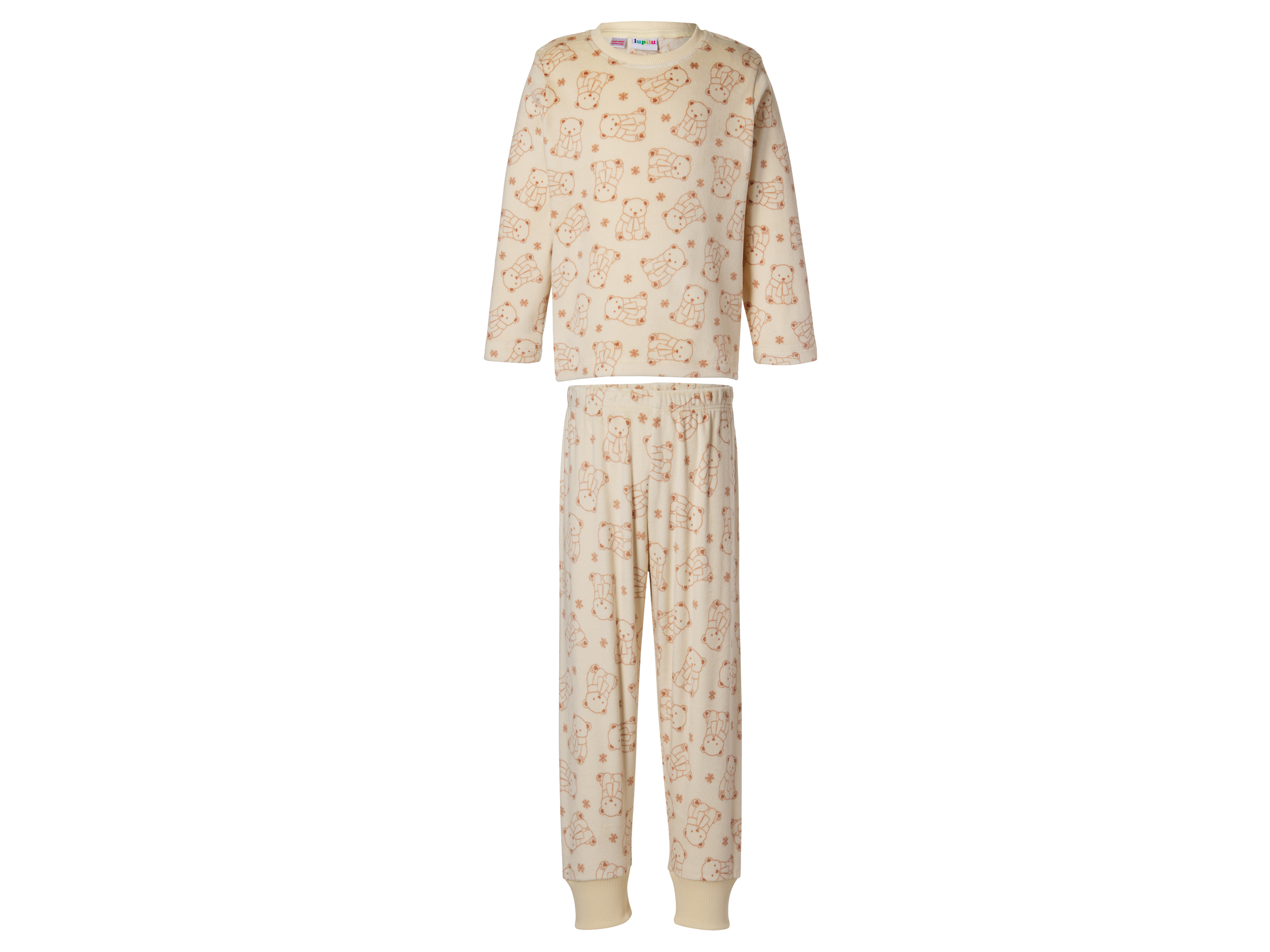 LUPILU Kinder pluche pyjama, lang (Beige, 122/128)