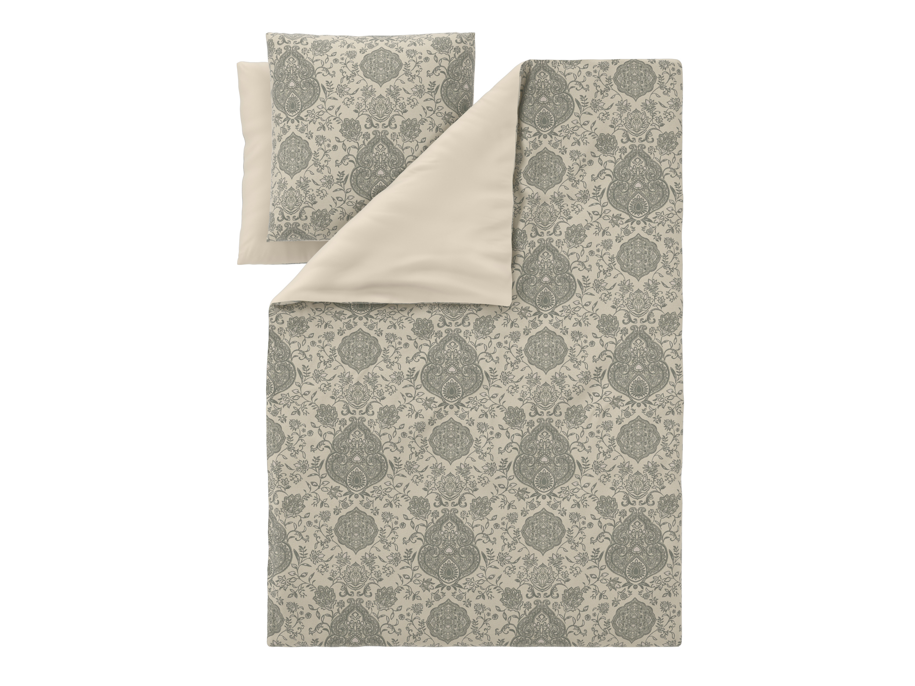 LIVARNO Satijnen dekbedovertrek 240 x 220 cm (crème/grijs) afbeelding