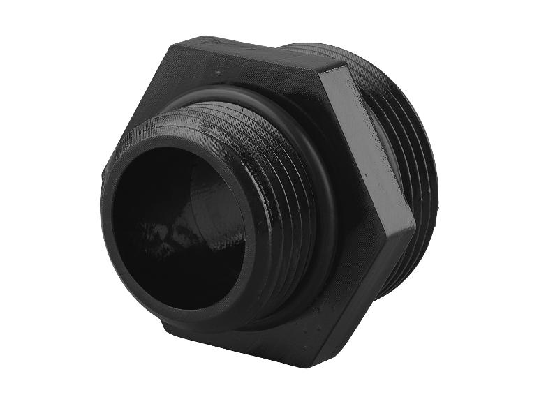 Zwarte zeshoekige kunststof connector met schroefdraad