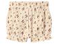Beige baby shorts met bloemenpatroon.