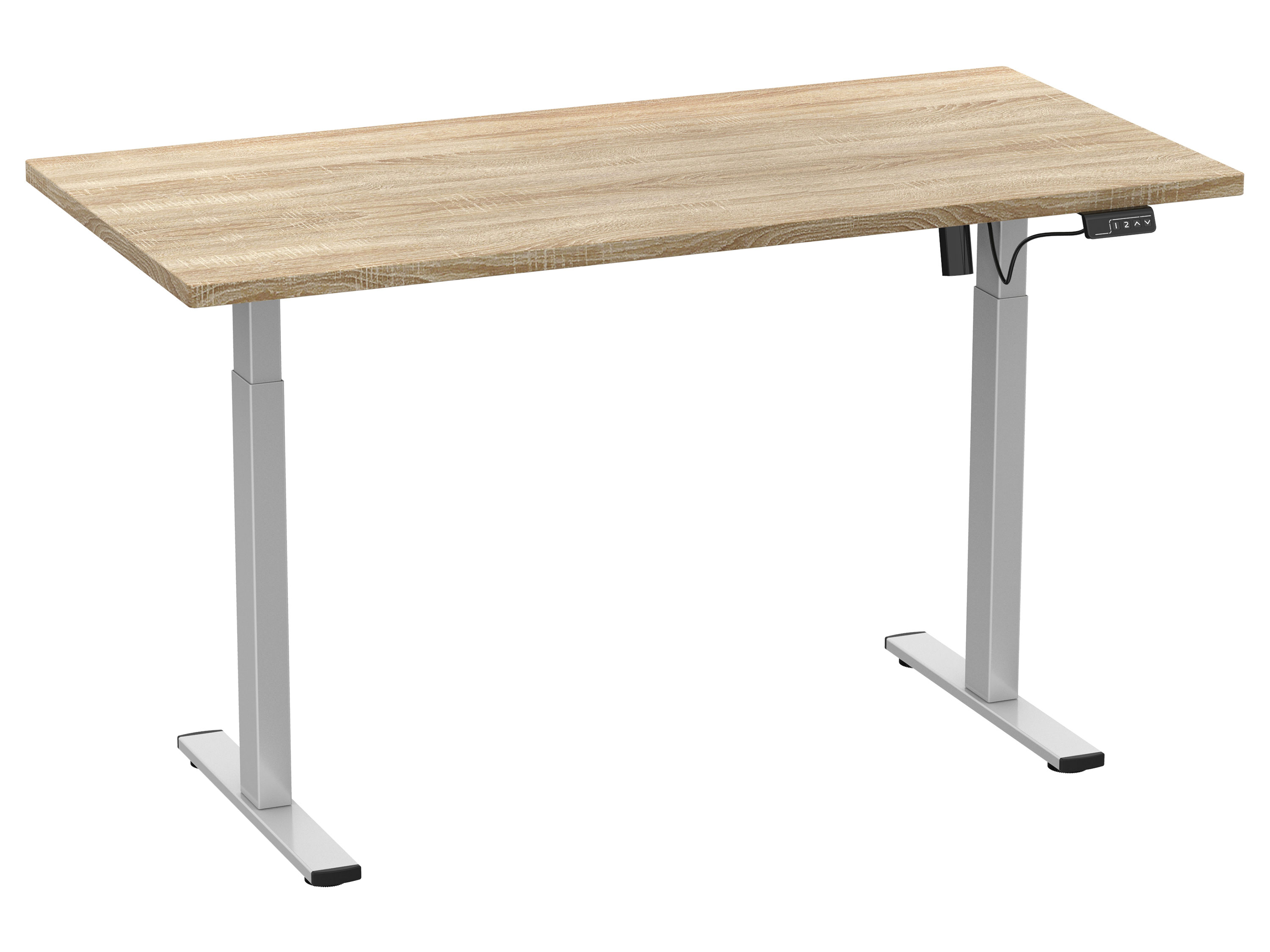 VCM Bureautafel E-Lona, traploos in hoogte verstelbaar. (Sonoma eiken/zilver, 110 x 50 cm)