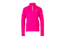 Fuchsia sporttop met lange mouwen, korte rits en opstaande kraag.