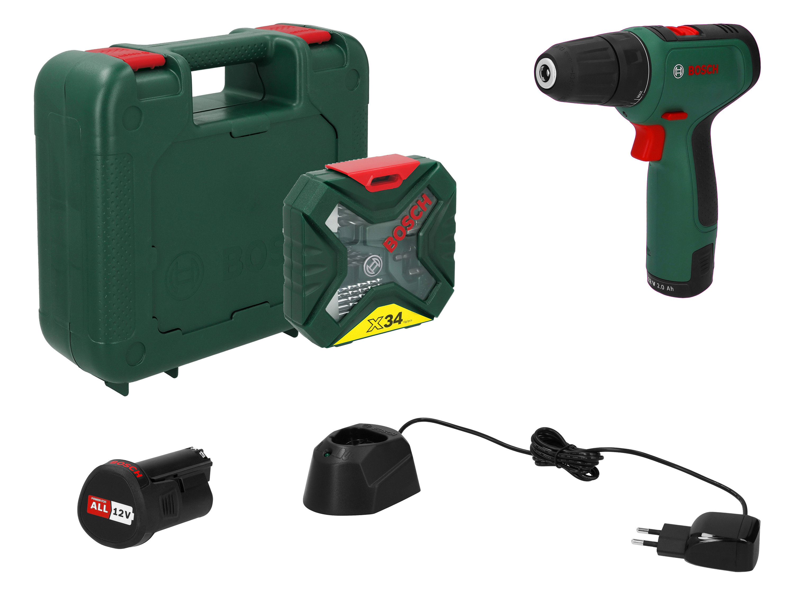 BOSCH Accuschroevendraaier Easy Drill Set, incl. 2 accu's en accessoires.