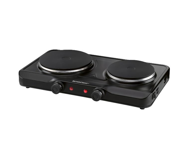 Zwarte SilverCrest dubbele kookplaat.