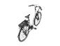 Witte elektrische fiets met zwarte bagagedrager en digitaal display op het stuur.