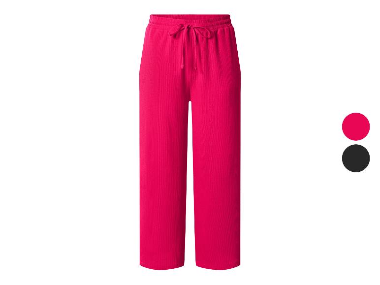 Fuchsia wijde broek met trekkoord in de taille.