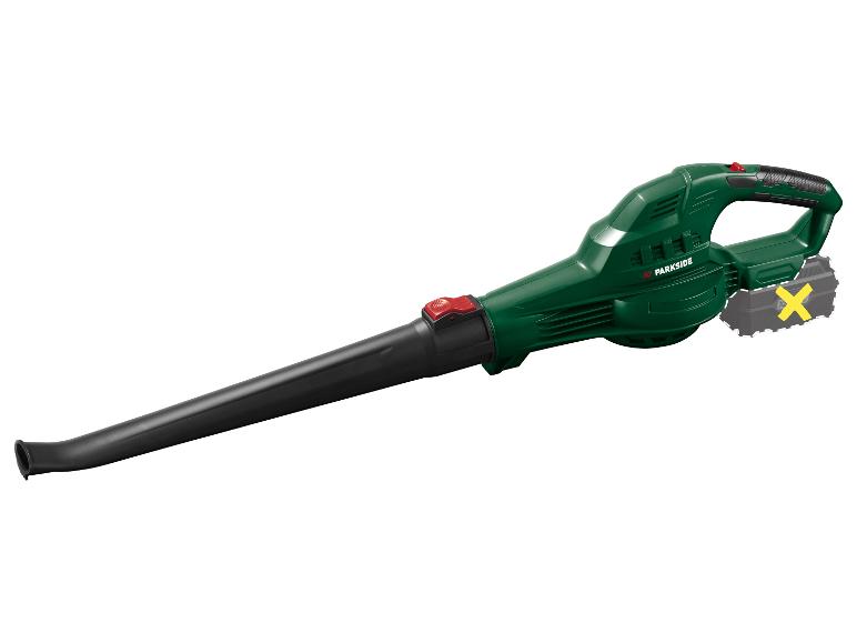 Groene draadloze bladblazer met een verwijderbare accu.