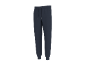 Donkerblauwe joggingbroek met trekkoord in de taille en boorden bij de enkels.