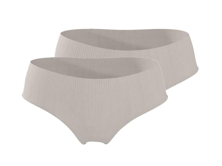 Set van 2 beige geribbelde damesonderbroeken