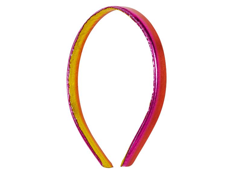 Een roze en gele haarband.