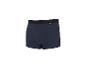 Marineblauwe boxershort met zwarte elastische tailleband en stikseldetails.