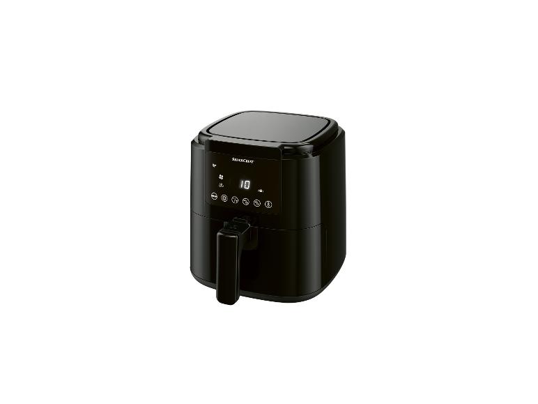 Een zwarte Silvercrest airfryer met digitale bediening.