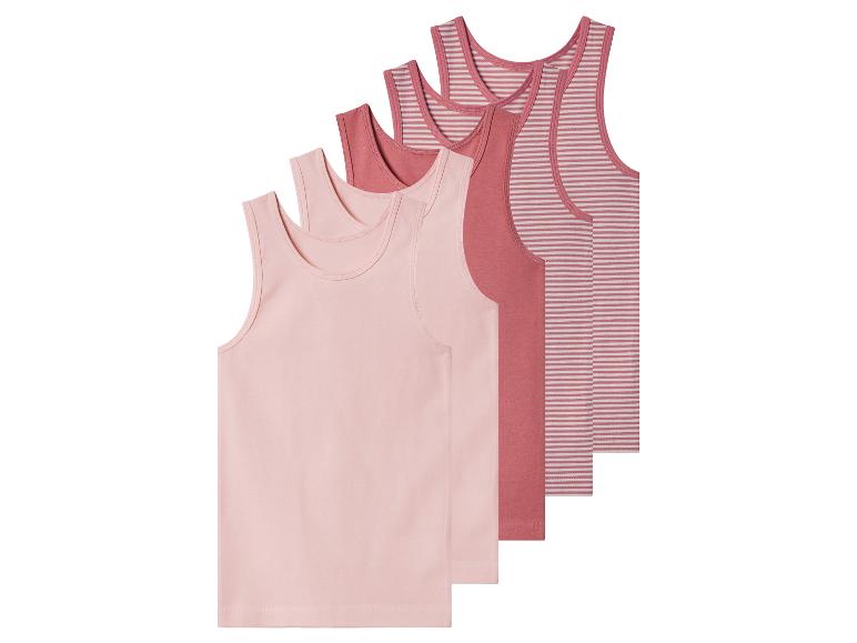 Set van vijf roze hemdjes, effen en gestreept.