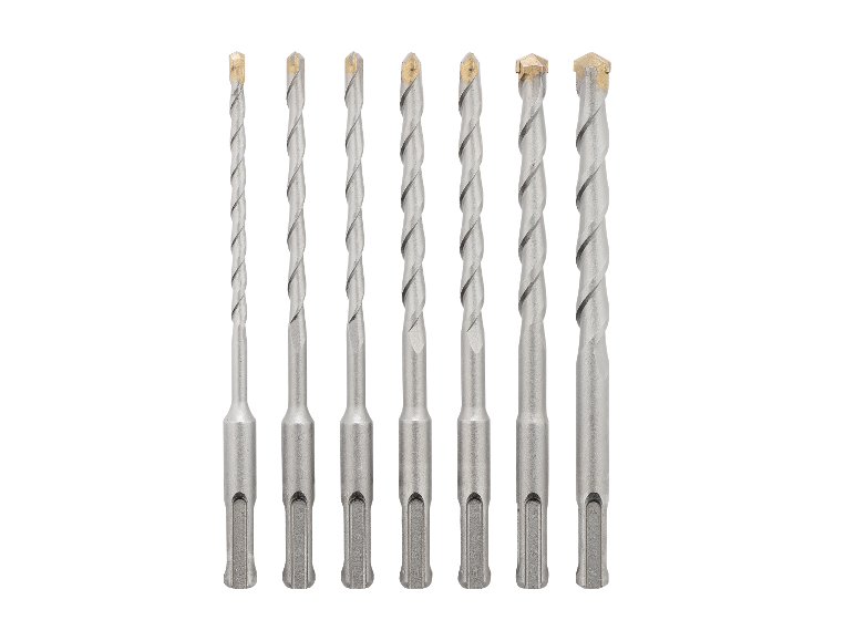 Zes boren van verschillende maten om te boren.