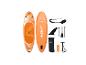 Oranje opblaasbare stand-up paddleboard set met pomp, peddel, vin en accessoires.