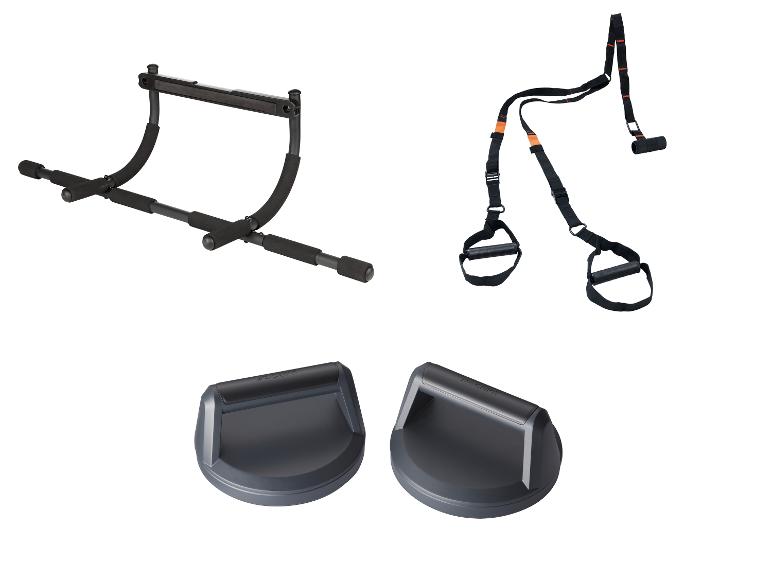 Optrekstang, trainingsbanden en push-up handvatten.