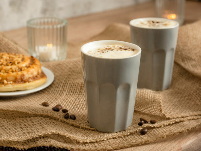 Ga naar volledige schermweergave: ERNESTO® 4 cappuccino koffiekopjes grijs - afbeelding 2
