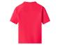 Rood kinder T-shirt met korte mouwen en hoge kraag, achteraanzicht.