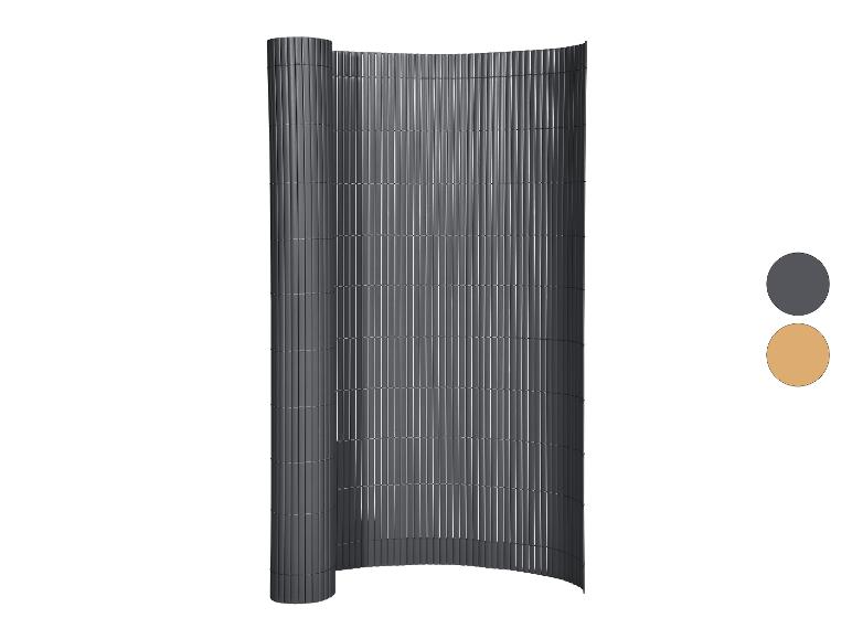 Donkergrijze privacyhekrol met beige details.