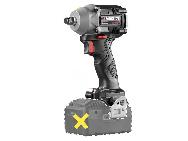 Draadloze slagschroevendraaier met verwijderbare accu en ergonomische grip.