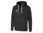 Een zwarte Adidas hoodie met witte touwtjes.