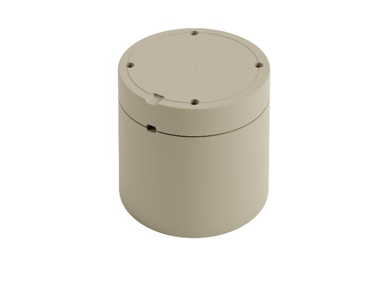 Lichtbeige cilindrische behuizing met deksel.