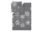 Grijs beddengoed met witte sneeuwvlokpatronen.