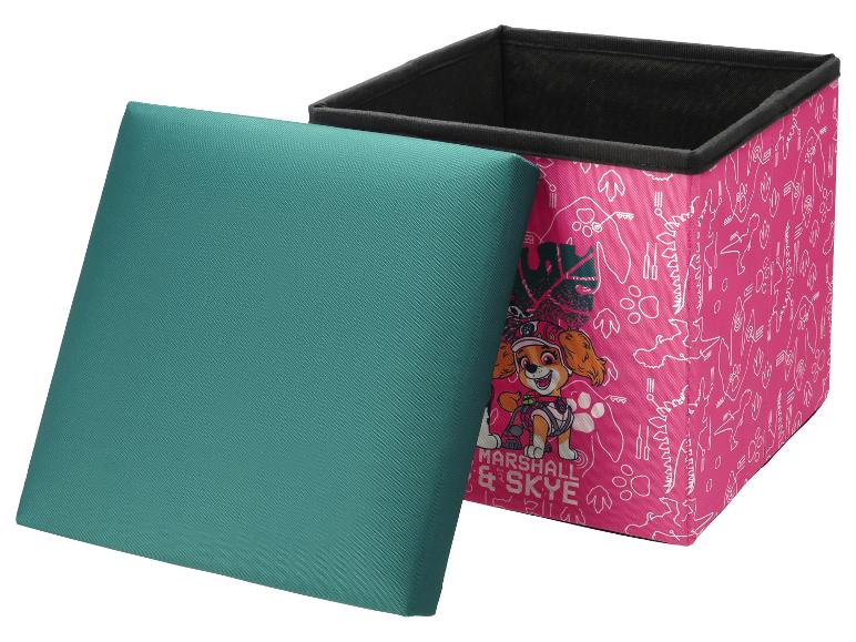 Roze opbergdoos met puppy en groen gewatteerd deksel