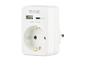 Witte stekkeradapter met stopcontact, USB-poort en USB-C PD-poort, max. 20.0W