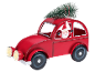 Rode kerstauto decoratie met kerstman en kerstboom op het dak