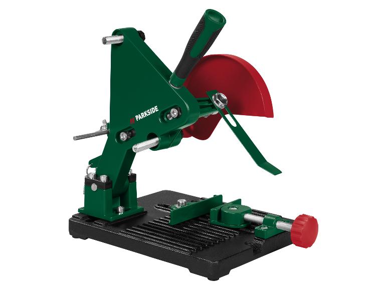 PARKSIDE haakse slijperstandaard met rode beschermkap en zwarte basis.