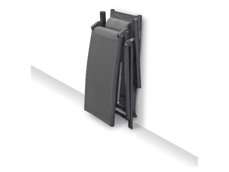 Donkergrijze opvouwbare tuinstoel, zijaanzicht