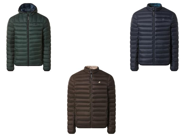 Drie Grand Polo gewatteerde jassen in donkergroen, marineblauw en bruin.
