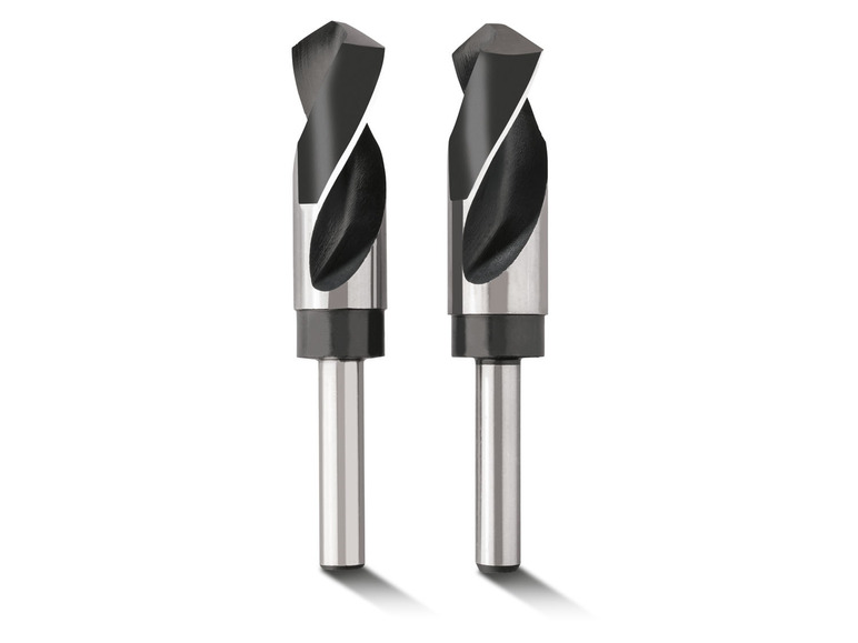 Twee zwarte boorbits voor houtbewerking.