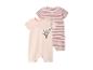 Baby set: roze romper met koala en roze-bordeaux gestreepte romper.
