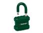 Open groen hangslot met metalen beugel