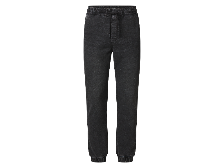 Donkere denim joggers met trekkoord in de taille.