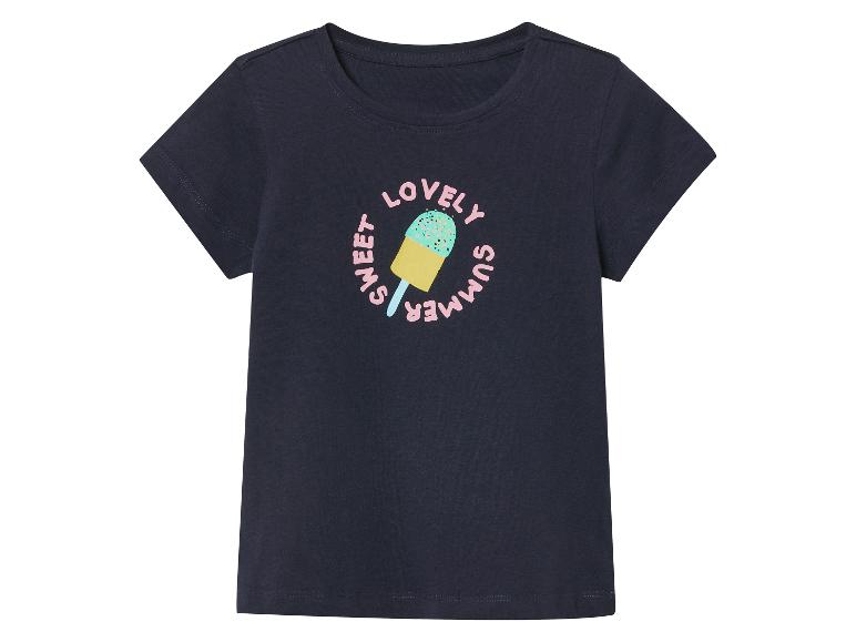 Donkerblauw meisjes t-shirt met zomerijs print.