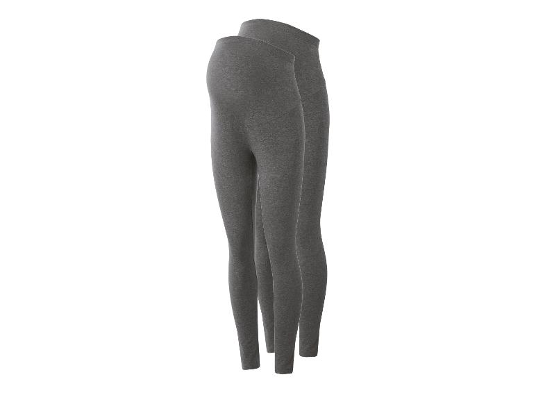 Twee paar grijze zwangerschapsleggings met hoge taille.
