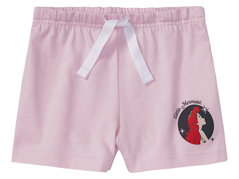 Roze korte broek met een print van Ariel uit De Kleine Zeemeermin.