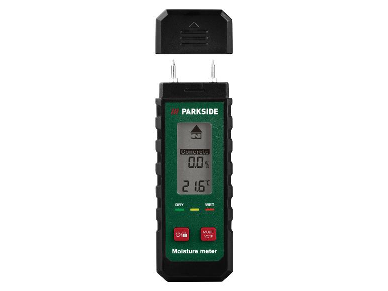 Parkside vochtmeter met digitaal display en beschermkap.