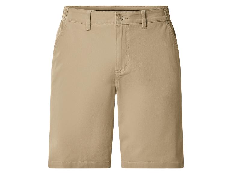 Khaki herenshorts met elastische tailleband en zakken.