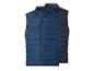 Donkerblauwe en marineblauwe gewatteerde bodywarmers voor heren.