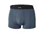 Blauwe herenboxershorts met een zwarte elastische tailleband.