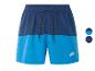 Tweekleurige zwemshorts: donkerblauw en lichtblauw.
