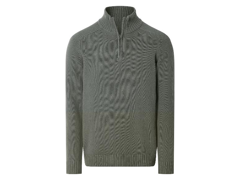 Herenpullover met rits in olijfgroen.
