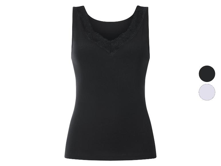 Zwarte damestop met kanten V-hals