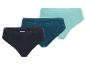 3-pack Mexx damesonderbroeken in marineblauw, petrolblauw en lichtblauw.